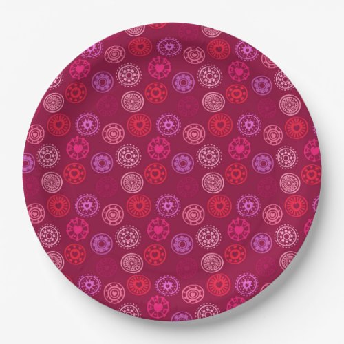 Valentines Day Heart Circles Paper Plates
