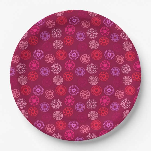Valentine's Day Heart Circles Paper Plates (Front)