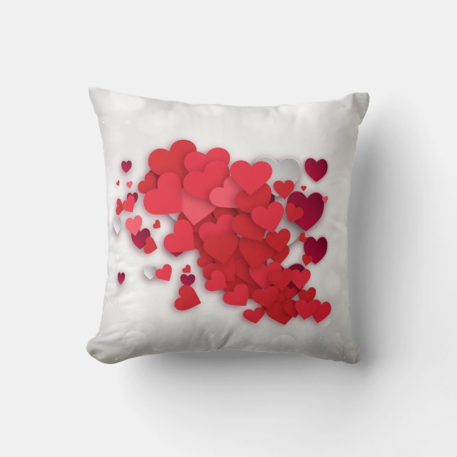 Valentine's Day - Heart Cluster Throw Pillow (Front)