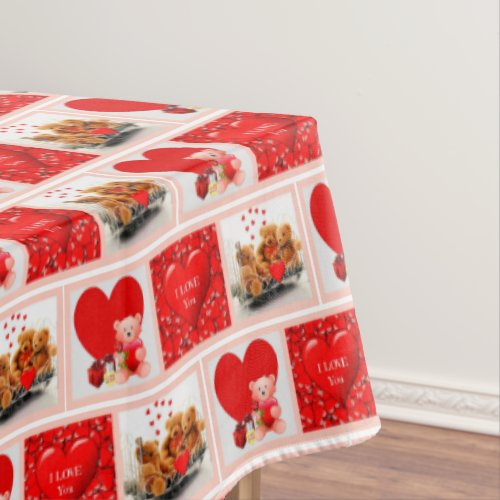 Valentines Day Heart Collage Tablecloth