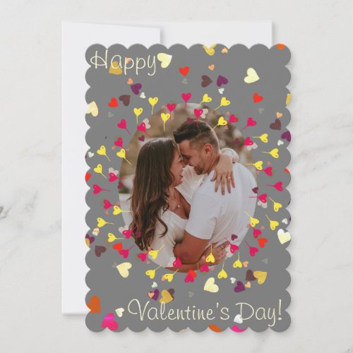 Valentines Day heart confettis and ballons Holiday Card