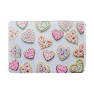 Valentine's day heart cookies bath mat