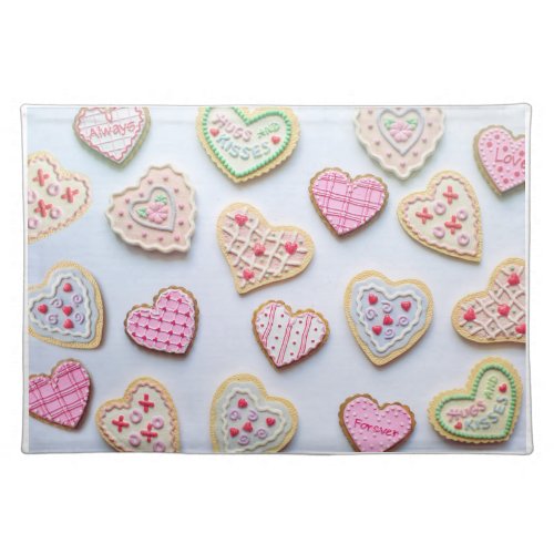 Valentines day heart cookies   cloth placemat