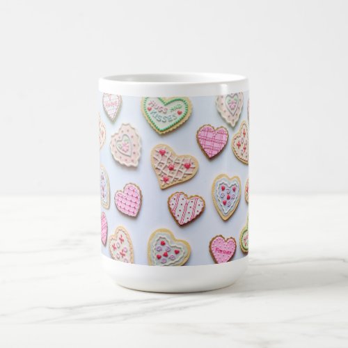 Valentines day heart cookies   coffee mug