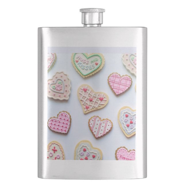 Valentine's day heart cookies      flask (Front)