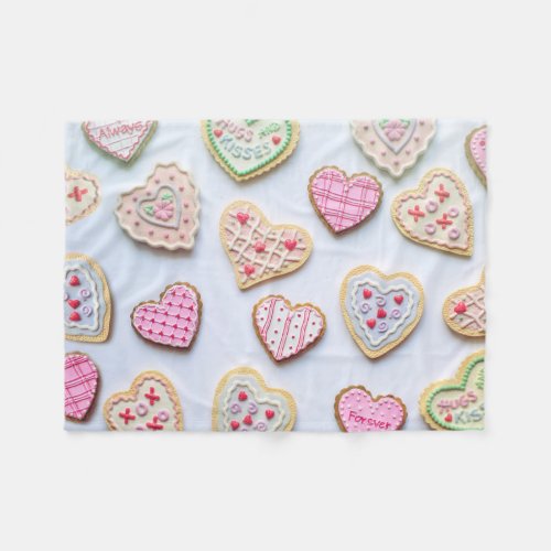 Valentines day heart cookies   fleece blanket