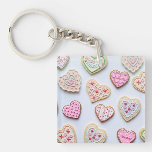 Valentines day heart cookies        keychain