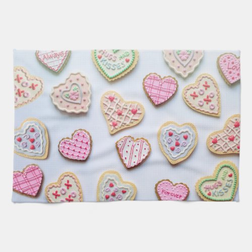 Valentines day heart cookies      kitchen towel