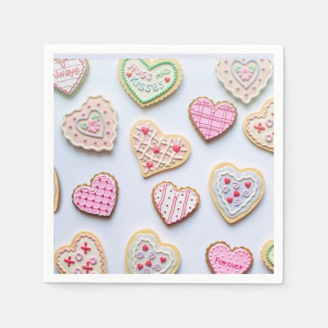 Valentine's day heart cookies  napkins (Front)