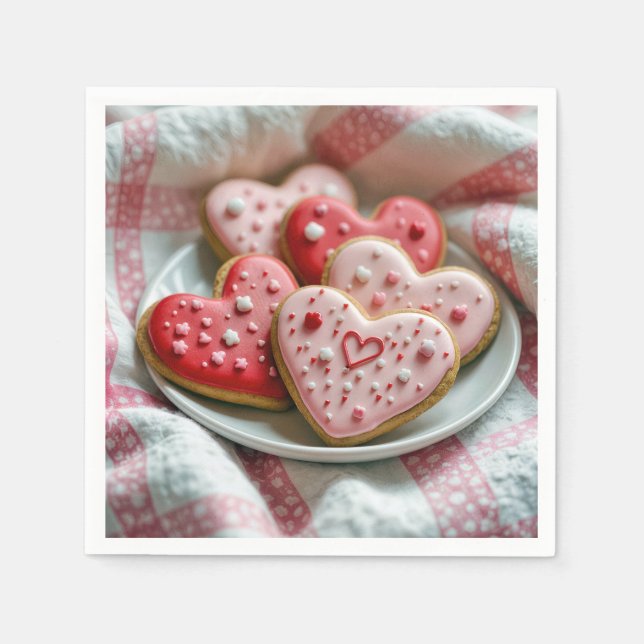 Valentine's Day Heart Cookies Napkins (Front)