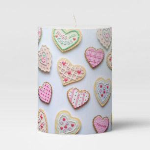Valentine's day heart cookies pillar candle