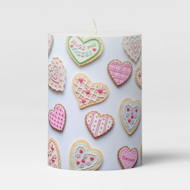 Valentine's day heart cookies        pillar candle (Front)