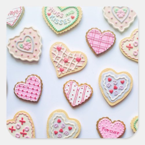 Valentines day heart cookies       square sticker