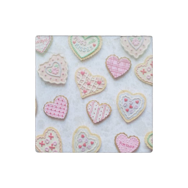 Valentine's day heart cookies     stone magnet (Front)