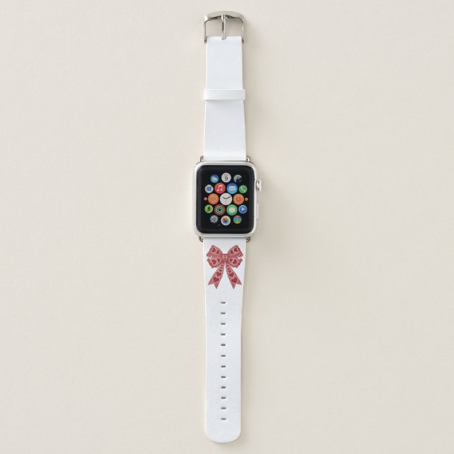 Valentine's day Heart Coquette bow Retro Valentine Apple Watch Band (Front)