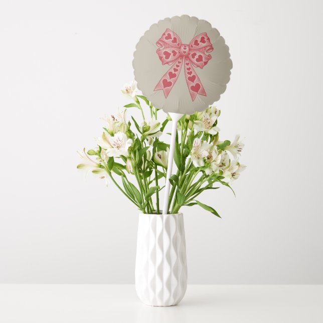 Valentine's day Heart Coquette bow Retro Valentine Balloon (Vase)