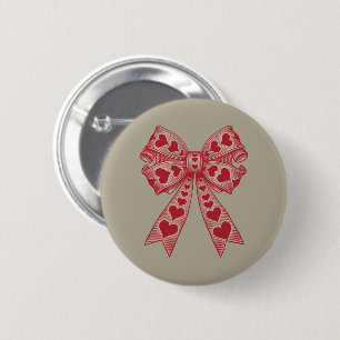 Valentine's day Heart Coquette bow Retro Valentine Button