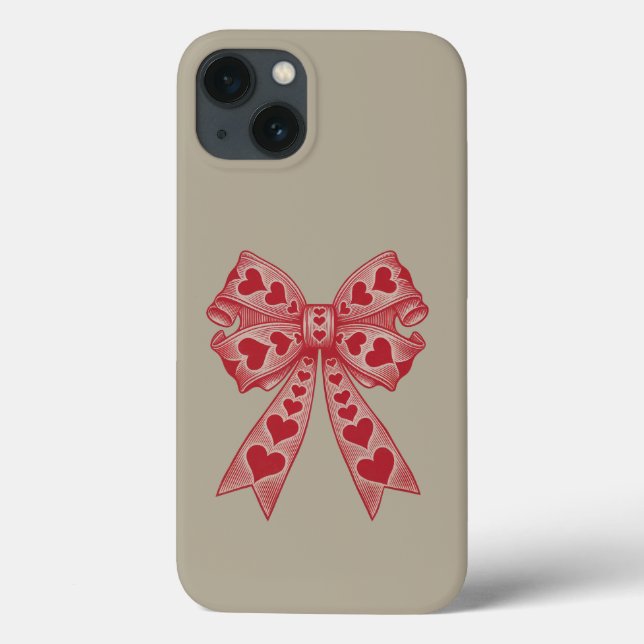 Valentine's day Heart Coquette bow Retro Valentine Case-Mate iPhone Case (Back)