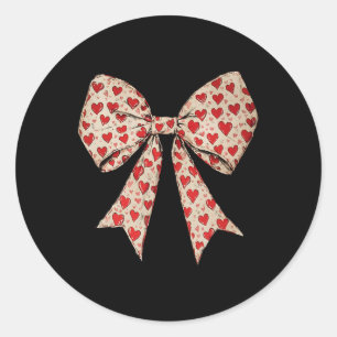Valentine's Day Heart Coquette Bow Retro Valentine Classic Round Sticker