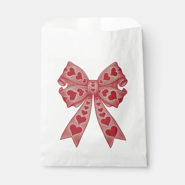 Valentine's day Heart Coquette bow Retro Valentine Favor Bag (Front)