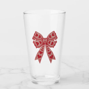 Valentine's day Heart Coquette bow Retro Valentine Glass