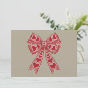 Valentine's day Heart Coquette bow Retro Valentine Invitation