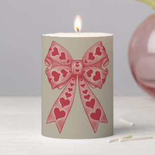 Valentine's day Heart Coquette bow Retro Valentine Pillar Candle