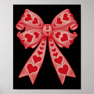 Valentines Day Heart Coquette Bow Retro Valentine Poster