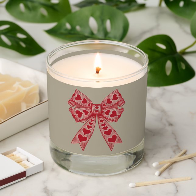 Valentine's day Heart Coquette bow Retro Valentine Scented Candle (Lit)
