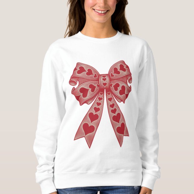 Valentine's day Heart Coquette bow Retro Valentine Sweatshirt (Front)