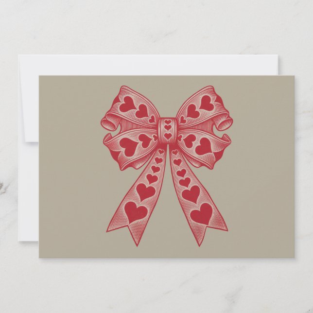 Valentine's day Heart Coquette bow Retro Valentine Thank You Card (Front)