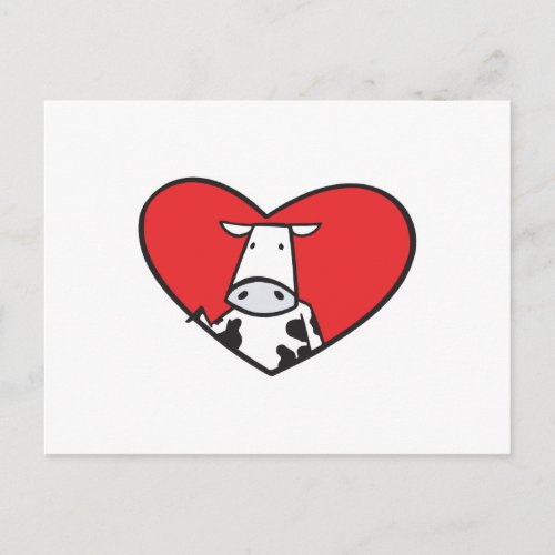 Valentines Day Heart Cow Holiday Postcard