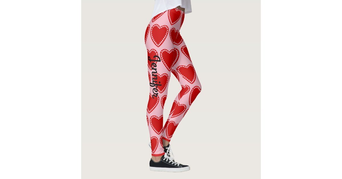 Valentine's Day Hearts CUSTOM Black Leggings Pants