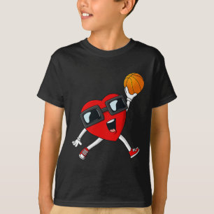Valentines Day Heart Dunking A Basketball Boys Gir T-Shirt