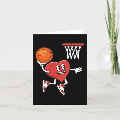 Valentines Day Heart Dunking Basketball Boys Girls Card