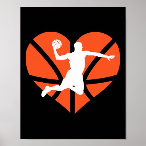 Valentines Day Heart Dunking Basketball Boys Girls Poster