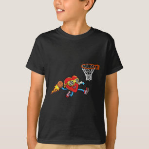 Valentines Day Heart Dunking Basketball Boys Girls T-Shirt