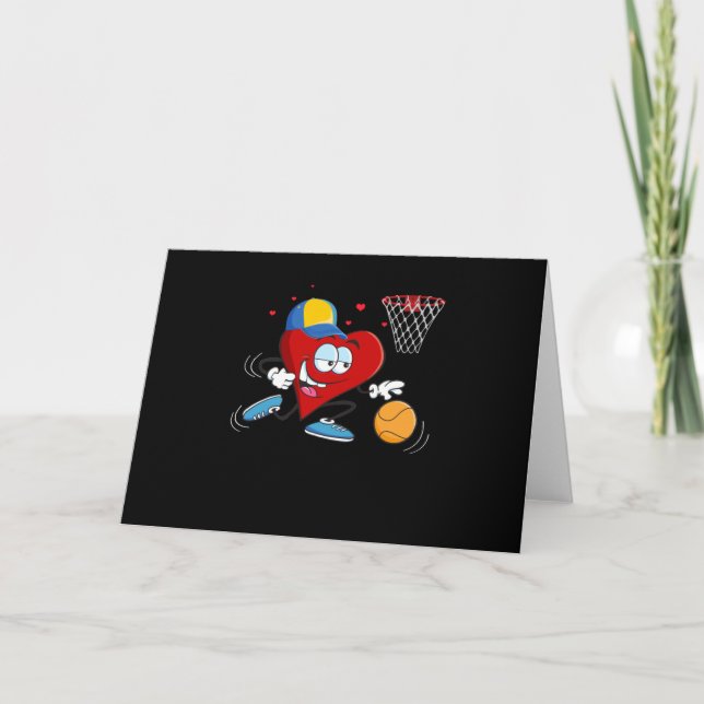 Valentines Day Heart Dunking Basketball Card (Front)