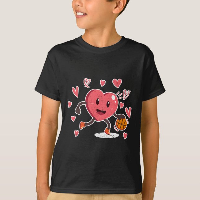 Valentines Day Heart Dunking Basketball Player Coa T-Shirt (Front)