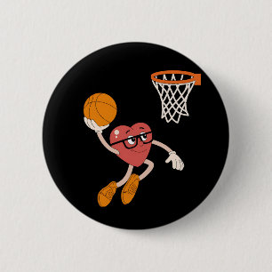 Valentine's Day Heart Dunking Cute Basketball Button