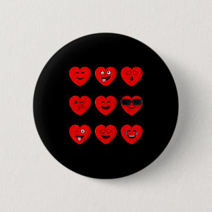 Valentines Day Heart Faces Emoticons Funny Women M Button