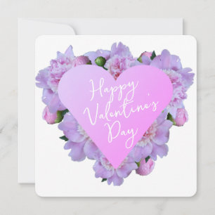 Valentine's Day Heart Flowers Purple Pink Elegant Holiday Card