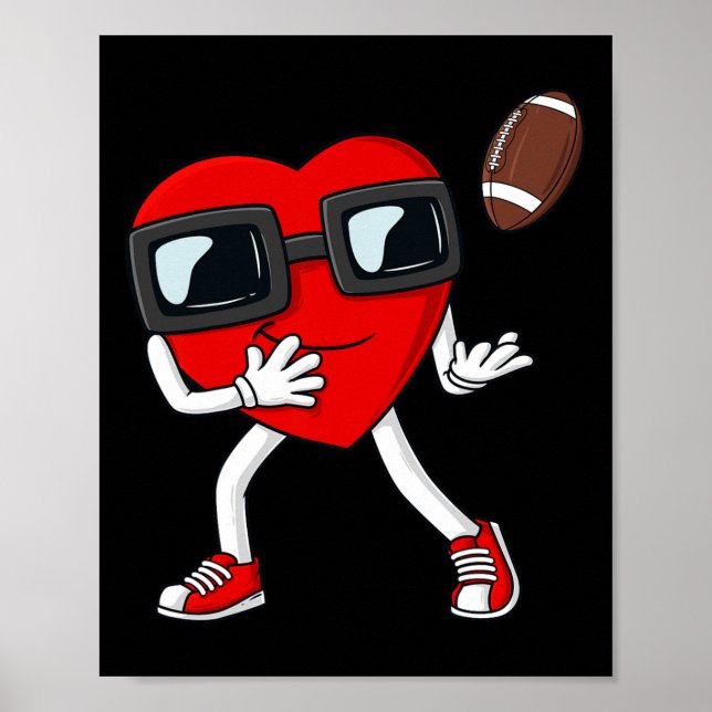 Valentines Day Heart Football Receiver Tight End B Poster (Front)