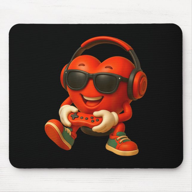 Valentines Day Heart Gamer Video Gaming Boys Men K Mouse Pad (Front)
