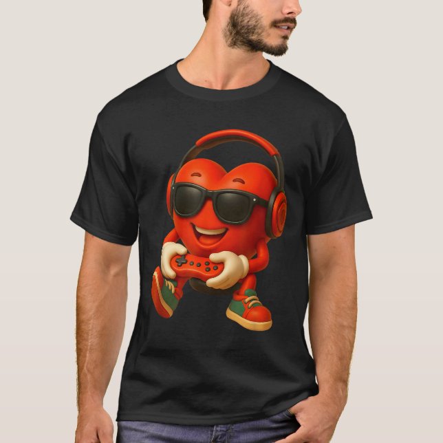 Valentines Day Heart Gamer Video Gaming Boys Men K T-Shirt (Front)