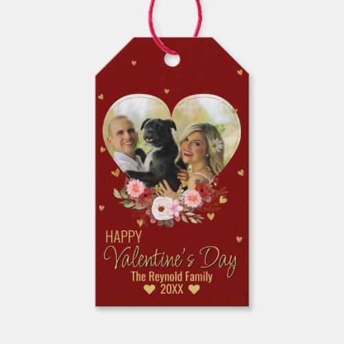 Valentines Day Heart Gold Glitter Photo Heart Red Gift Tags