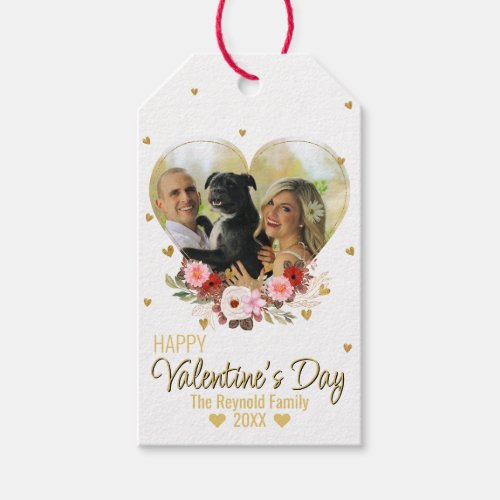 Valentines Day Heart Gold Glitter Photo Hearts Gift Tags