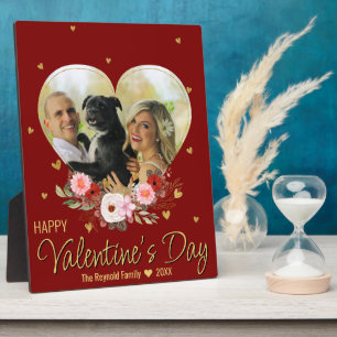 Valentine's Day Heart Gold Photo Glitter Heart Red Plaque