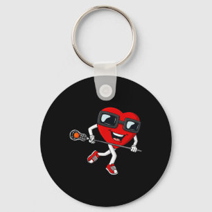 Valentines Day Heart Holding Lacrosse Stick Boys G Keychain