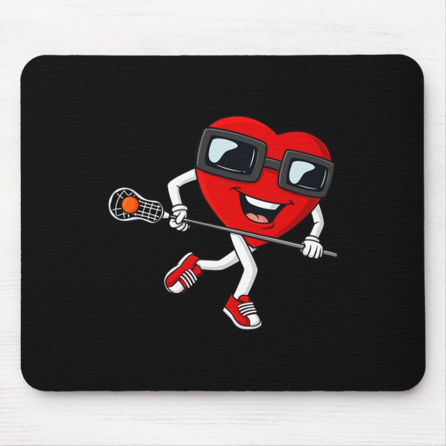 Valentines Day Heart Holding Lacrosse Stick Boys G Mouse Pad (Front)